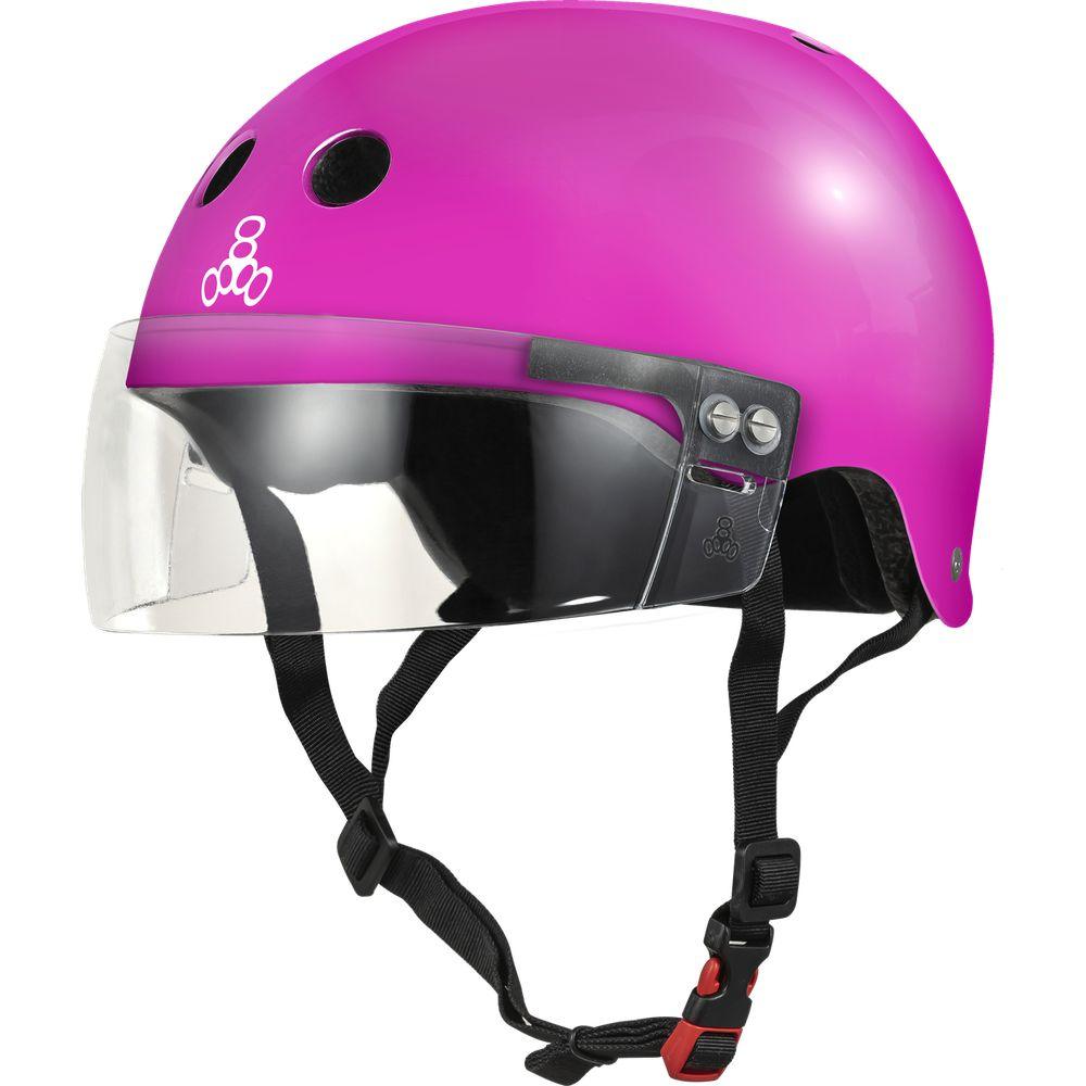 Triple 8 THE VISOR Certified Helmet SS Pink Glossy-Visor Helmet-Extreme Skates