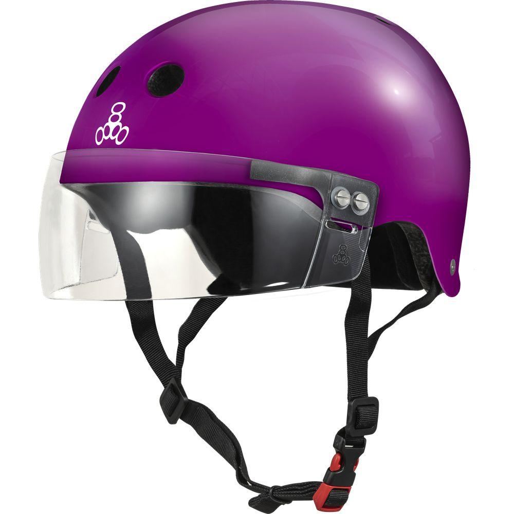 Triple 8 THE VISOR Certified Helmet SS Purple Gloss-Visor Helmet-Extreme Skates