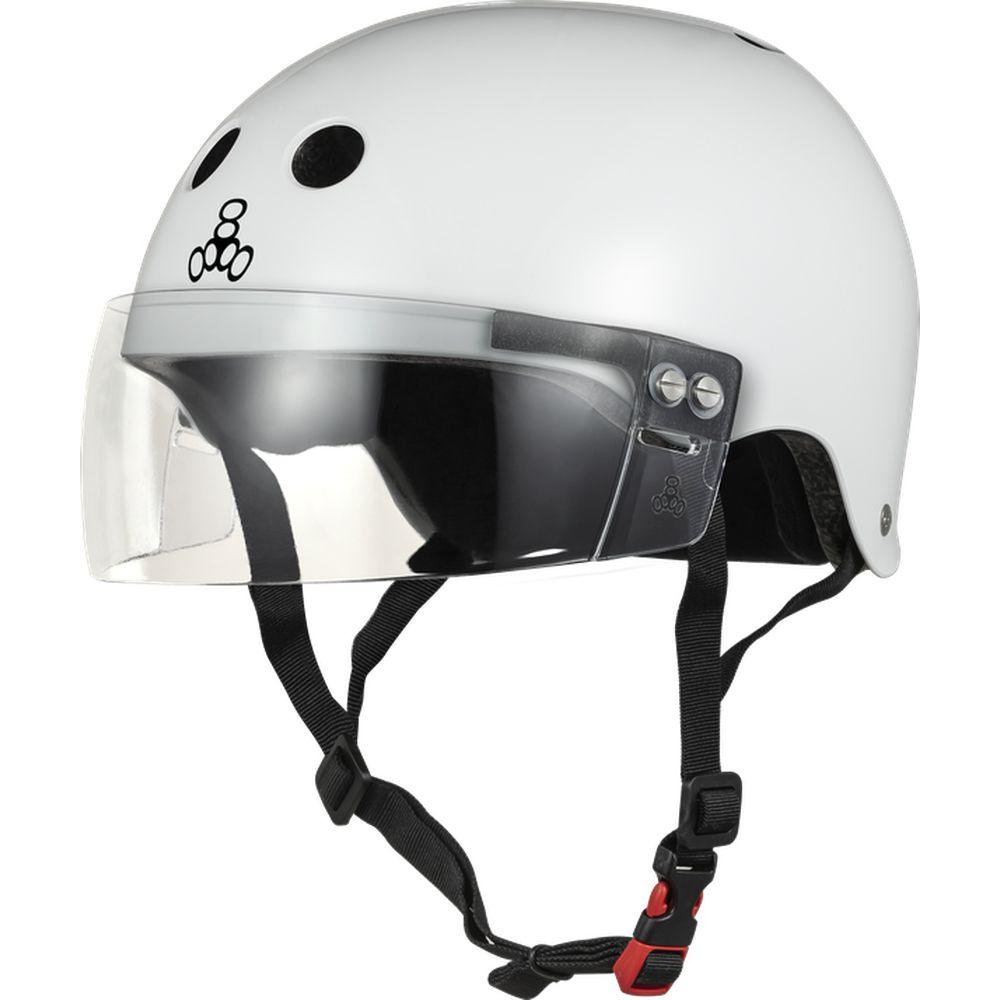 Triple 8 THE VISOR Certified Helmet SS White Glossy-Visor Helmet-Extreme Skates