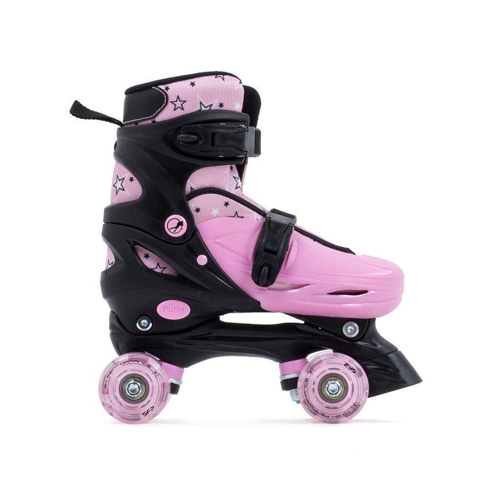 SFR Nebula Lights Kids Adjustable Quad Skates - Pink w Light up Wheels-Roller Skates-Extreme Skates