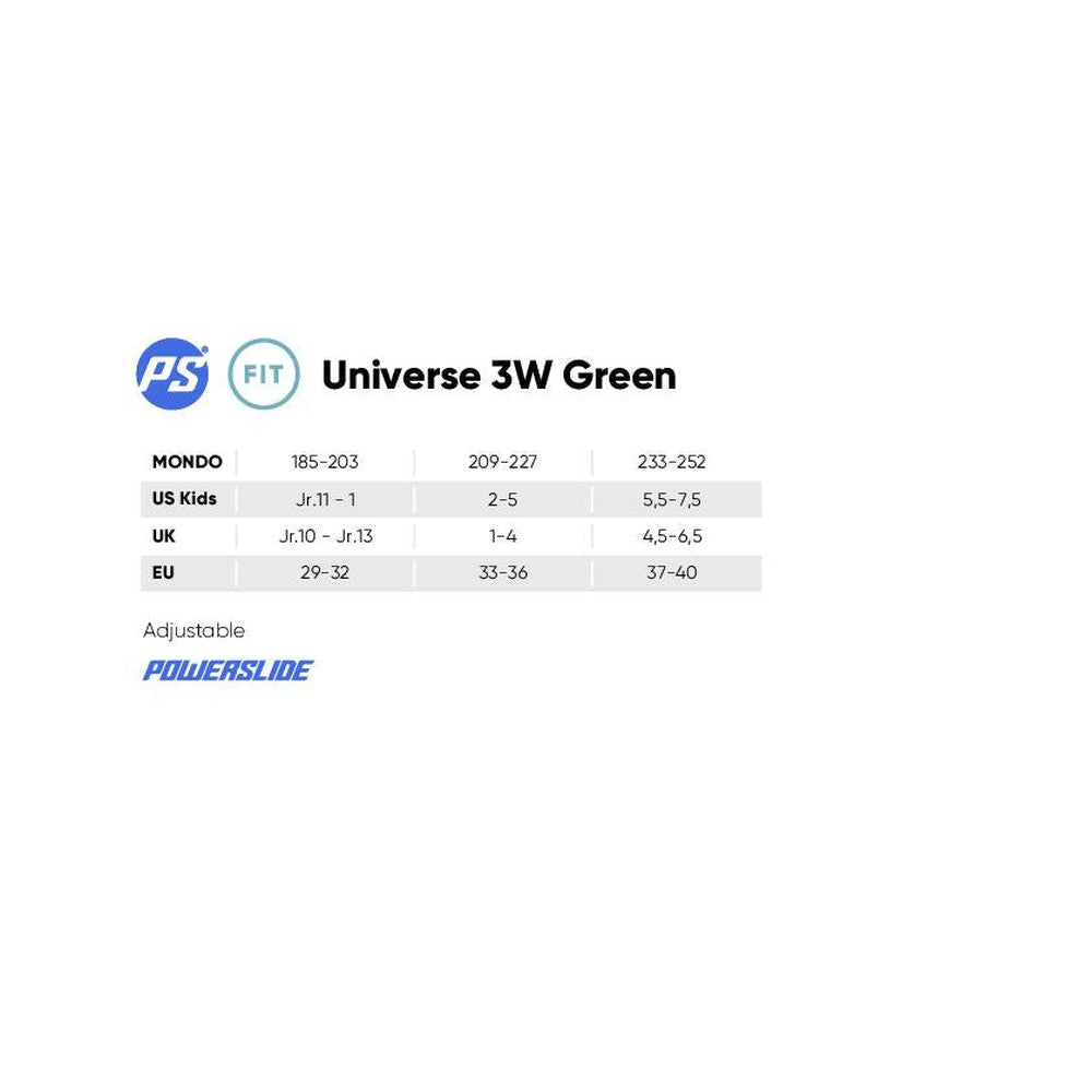 Powerslide Phuzion Universe Green 3W Adjustable Inline Skates-Inline Skates-Extreme Skates