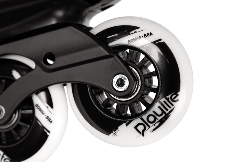 Playlife Aztec Inline Skates – stylish black and turquoise fitness skates featuring a supportive hard shell boot, smooth ABEC bearings, and durable 84mm wheels designed for comfort and performance. Available at Extreme Skates