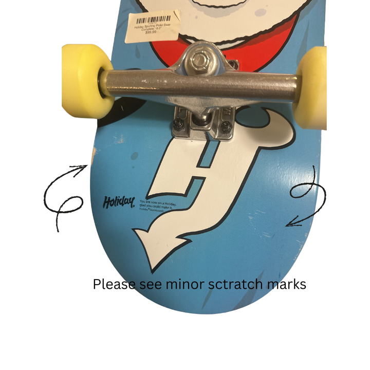 Holiday Sporting Polar Bear Complete Skateboard 8.0" – Transparency First: Light Packing Scuffs