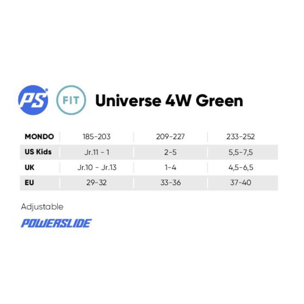 Powerslide Phuzion Universe 4W Green Adjustable Inline Skates-Inline Skates-Extreme Skates