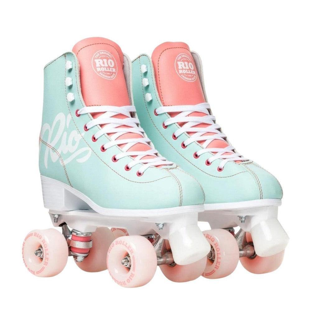 Rio Roller Script Roller Skates Teal and Coral + FREE SKATE BAG ONLINE ONLY