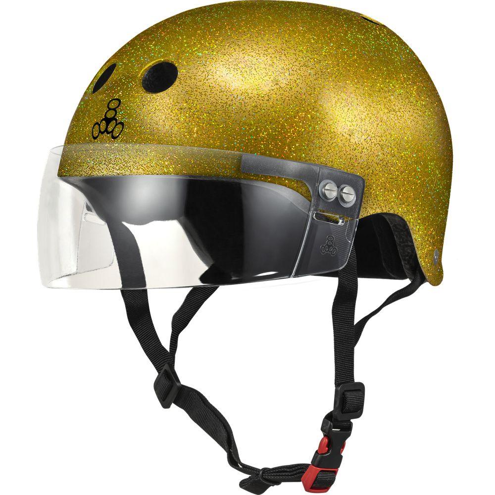 Triple 8 THE VISOR Certified Helmet SS Gold Glitter-Visor Helmet-Extreme Skates