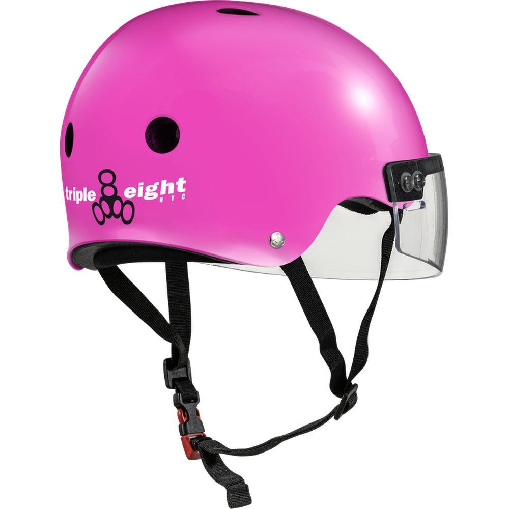 Triple 8 THE VISOR Certified Helmet SS Pink Glossy-Visor Helmet-Extreme Skates