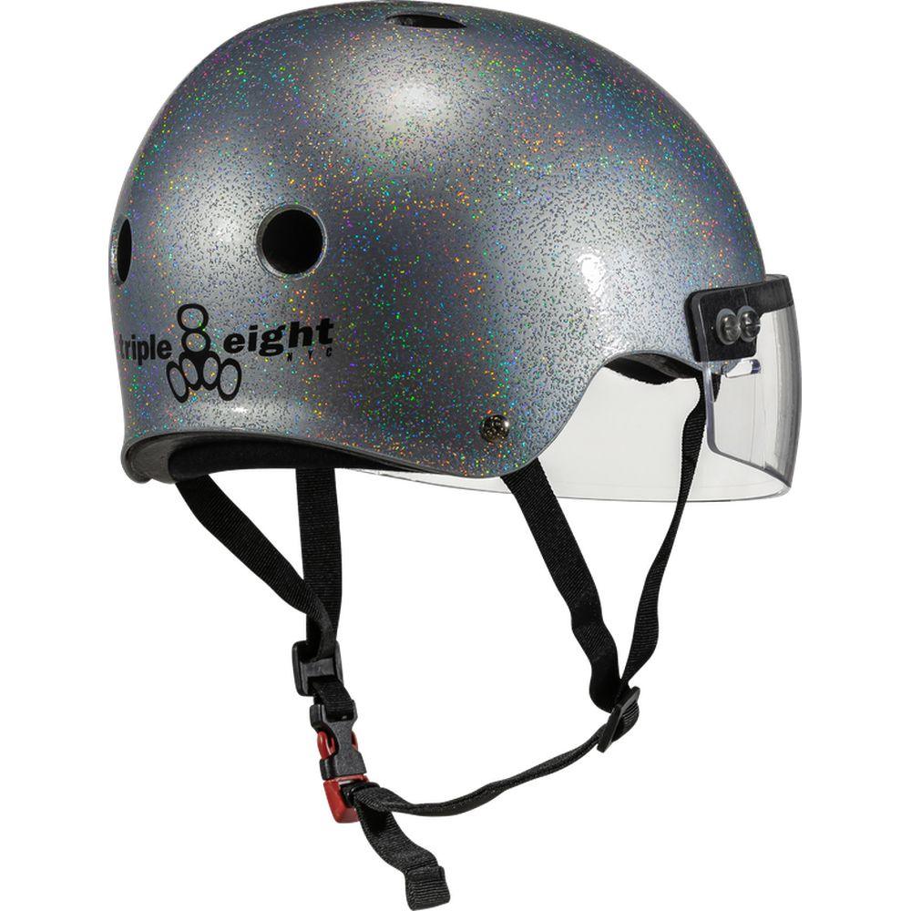 Triple 8 THE VISOR Certified Helmet SS Silver Glitter-Visor Helmet-Extreme Skates