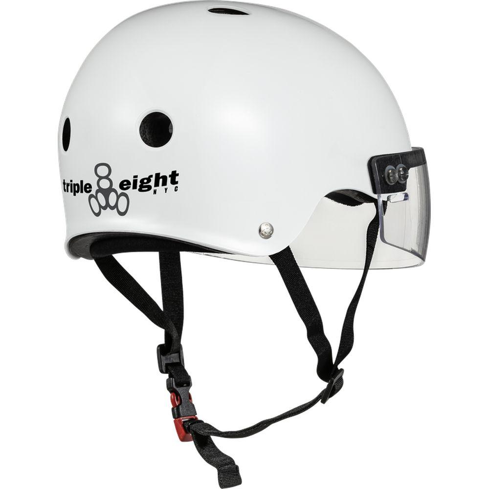 Triple 8 THE VISOR Certified Helmet SS White Glossy-Visor Helmet-Extreme Skates