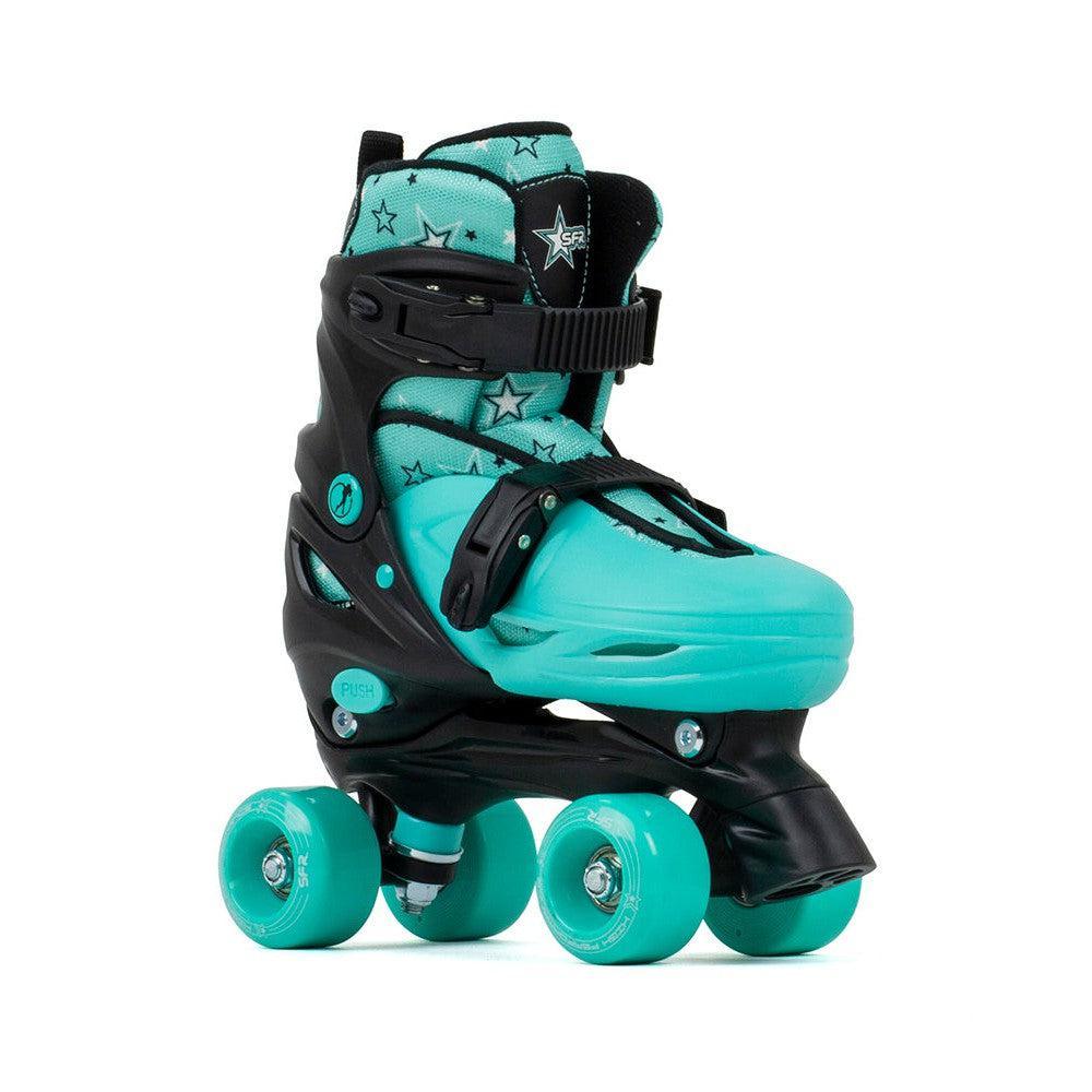 SFR Nebula Kids Adjustable Quad Skates - Black Green-Roller Skates-Extreme Skates