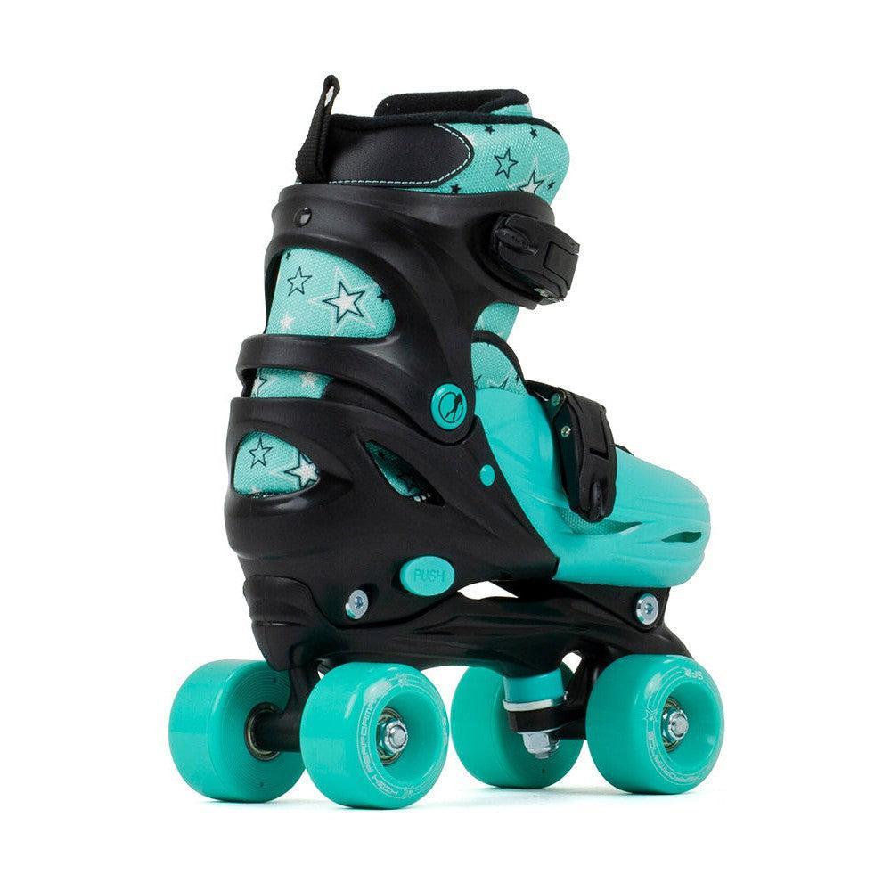 SFR Nebula Kids Adjustable Quad Skates - Black Green-Roller Skates-Extreme Skates